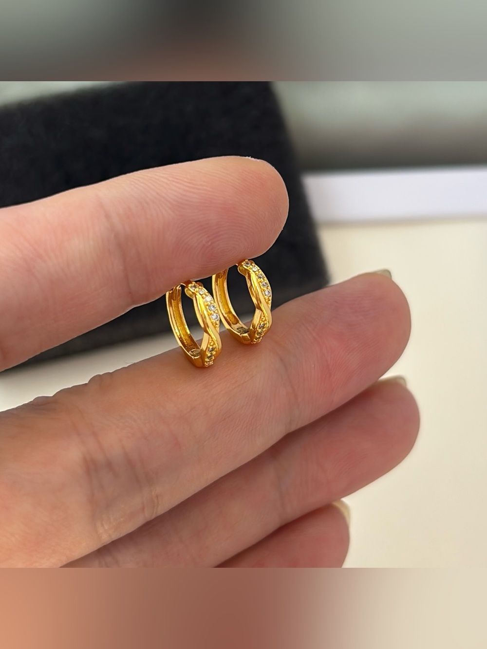 13mm CZ Small Hoop Earrings for Men Women Streetwear Punk Hip Hop Unisex Earring